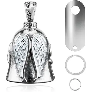 Motorcycle Bell Durable Guardian Angel Bell Hanger Biker Bell with Keychain Ring Motorcycle Accessories for Women