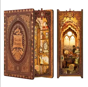 CUTEBEE Book Nook Kit, DIY Booknook Miniature House Tiny House 3D Wooden Puzzle Dollhouse Kit for Adults and Teens, Bookshelf Insert Decor, DIY Craft Gift Model Build