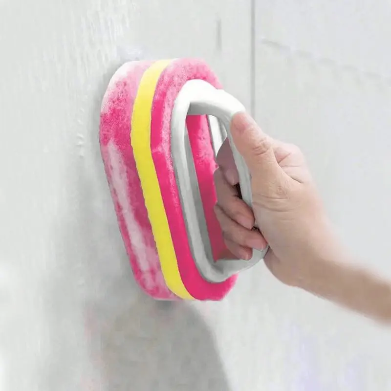 1pc Magic Sponge for Easy Cleaning - Pink Sponge Brush for Kitchen, Bathroom, Glass, Walls, Toilet & Ceramic Surfaces - Essential Cleaning Tool, Perfect Halloween & Christmas Gift, Sponge for Cleaning, Bathroom Cleaning,
