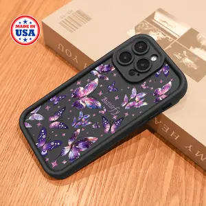 Purple butterflies dotted with stars, romantic and mysterious,luxury phone case, tough cover, trendy aesthetic case, smartphone shockproof, fashion shockproof