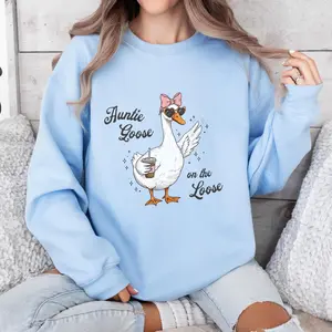 Auntie Goose On The Loose Sweatshirt Pregnancy Announcement Funny Goose Lover Aunt Gift Cozy Auntie Sweatshirt