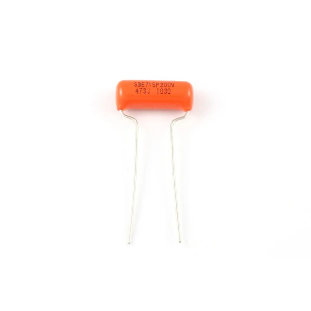 Allparts Orange Drop Capacitors, 0.047 MFD, 200V High Voltage, Plastic Body, Round Shape, Lead Wires, Essential Household Appliance Part for Capacitor Role Functions