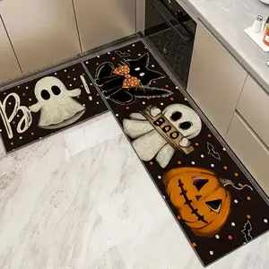 Halloween Kitchen Mats Set, Non-Slip Short Plush Washable Rugs, Decorative Floor Covering for Home & Outdoor Use