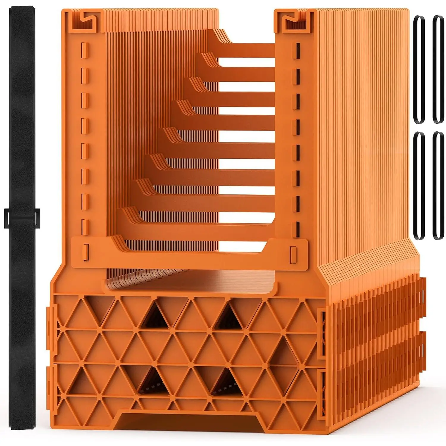 Portable Outdoor U-Shaped RV Sewer Hose Holder, 20FT 3-Inch Adjustable Plastic Durable Weatherproof Blaze Orange Model with 4 Sturdy Guy Ropes, Secure Rubber Band, Carrying Strap, No Assembly Required for Campers
