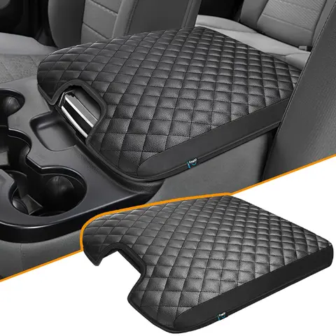 PU Leather Center Console Armrest Cover - Solid Automotive Car Interior Accessory, No-Slip Console Guard Lid Protector for 2013-2018 Ram 1500, 2013-2026 Ram 2500/3500/1500 Classic Jump Seat Trucks