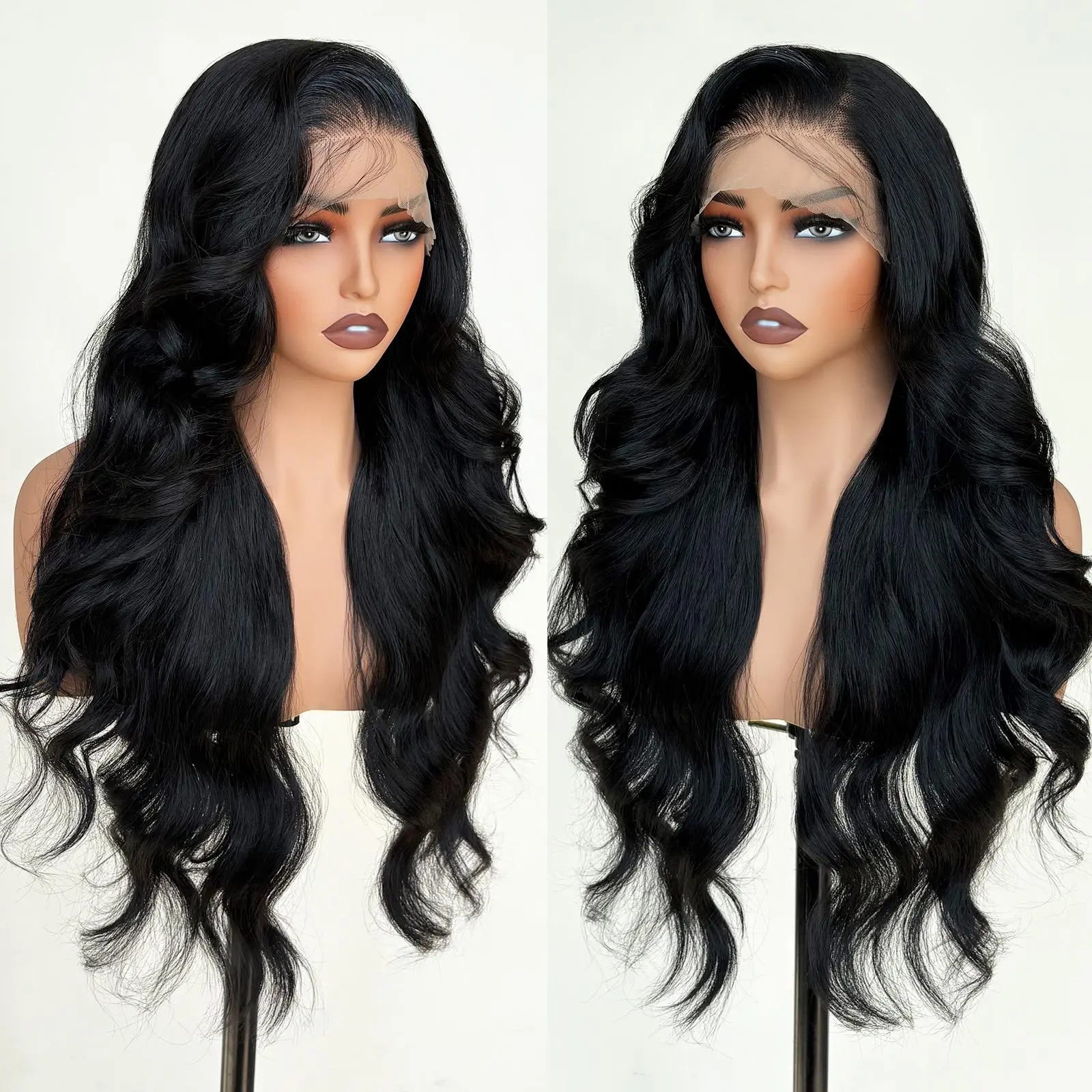 22 Inch Glueless Synthetic Lace Front Wig, Pre-Styled Layered Cut, Wear & Go X-TRESS Glueless T Part Lace Front Wigs Pre Plucked Wear and  main image 3