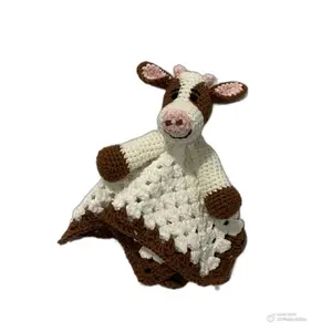 security blanket, cow, animal, crochet baby blanket, shower gift, farm theme, nursery décor
