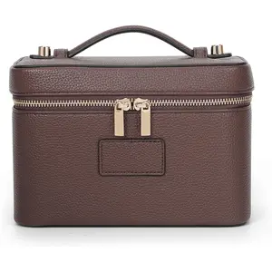 Leather Makeup Bag Organizer – Travel Cosmetic & Toiletry Case for Women – Portable Vanity Storage Bag