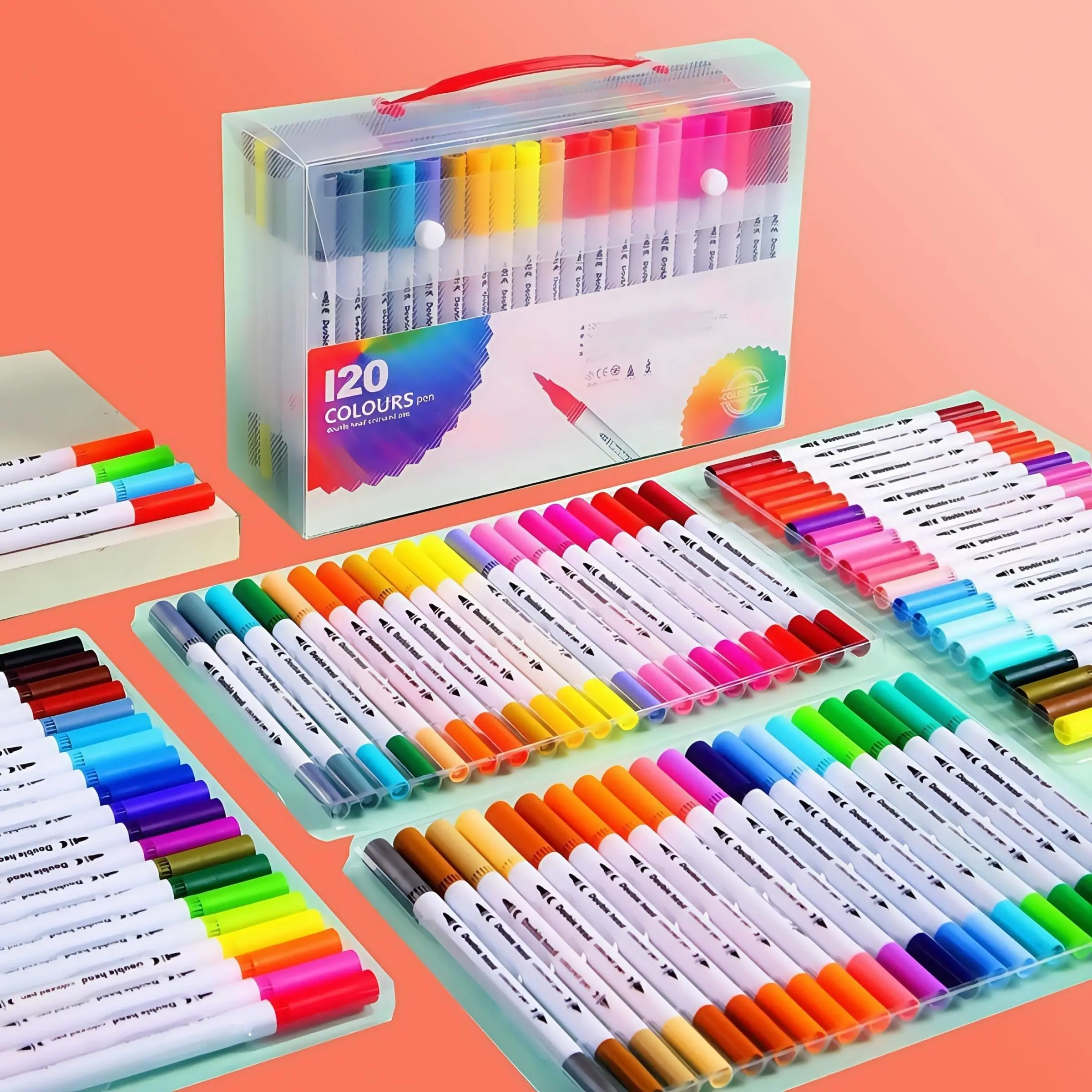 Watercolor Pen Set, 24/36/48/60/80/100/120 Color Watercolor Pen Set, Washable Double-ended Watercolor Pen Set, Art Supplies for Students