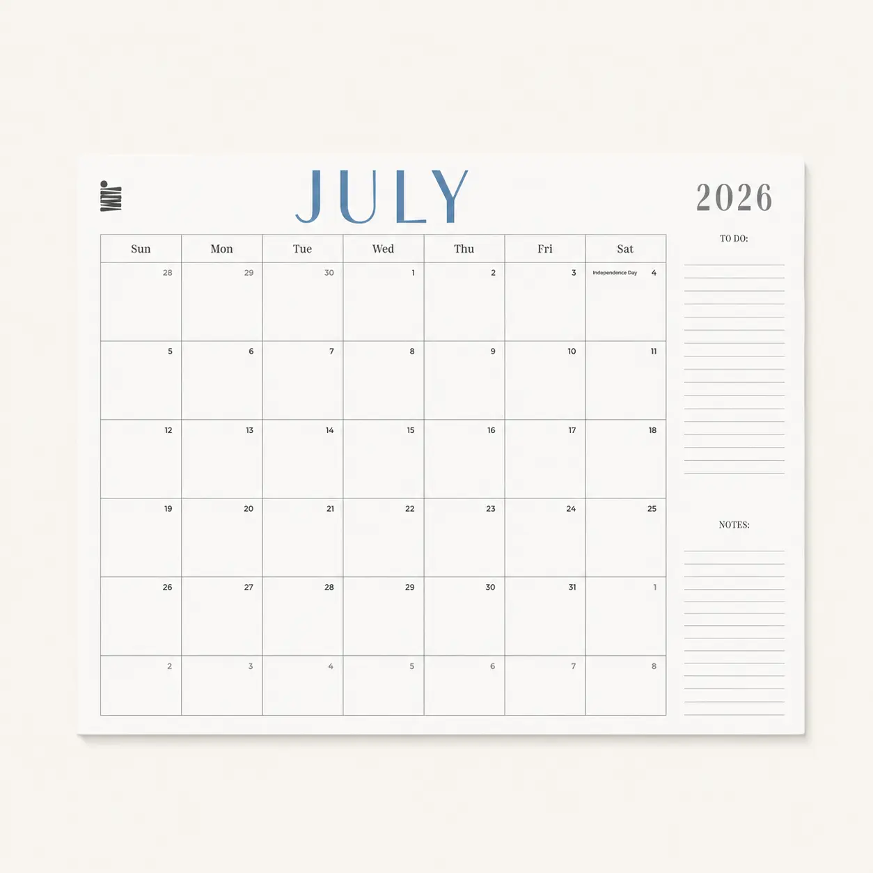 2026-2027 18-Month Flat Desk Calendar (22"x17")