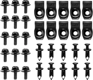 GRC-70 35PCS Engine Under Cover Splash Shield Guard Body Bolts Bumper Fender Liner Push Retainer Fastener Rivet Clips , black