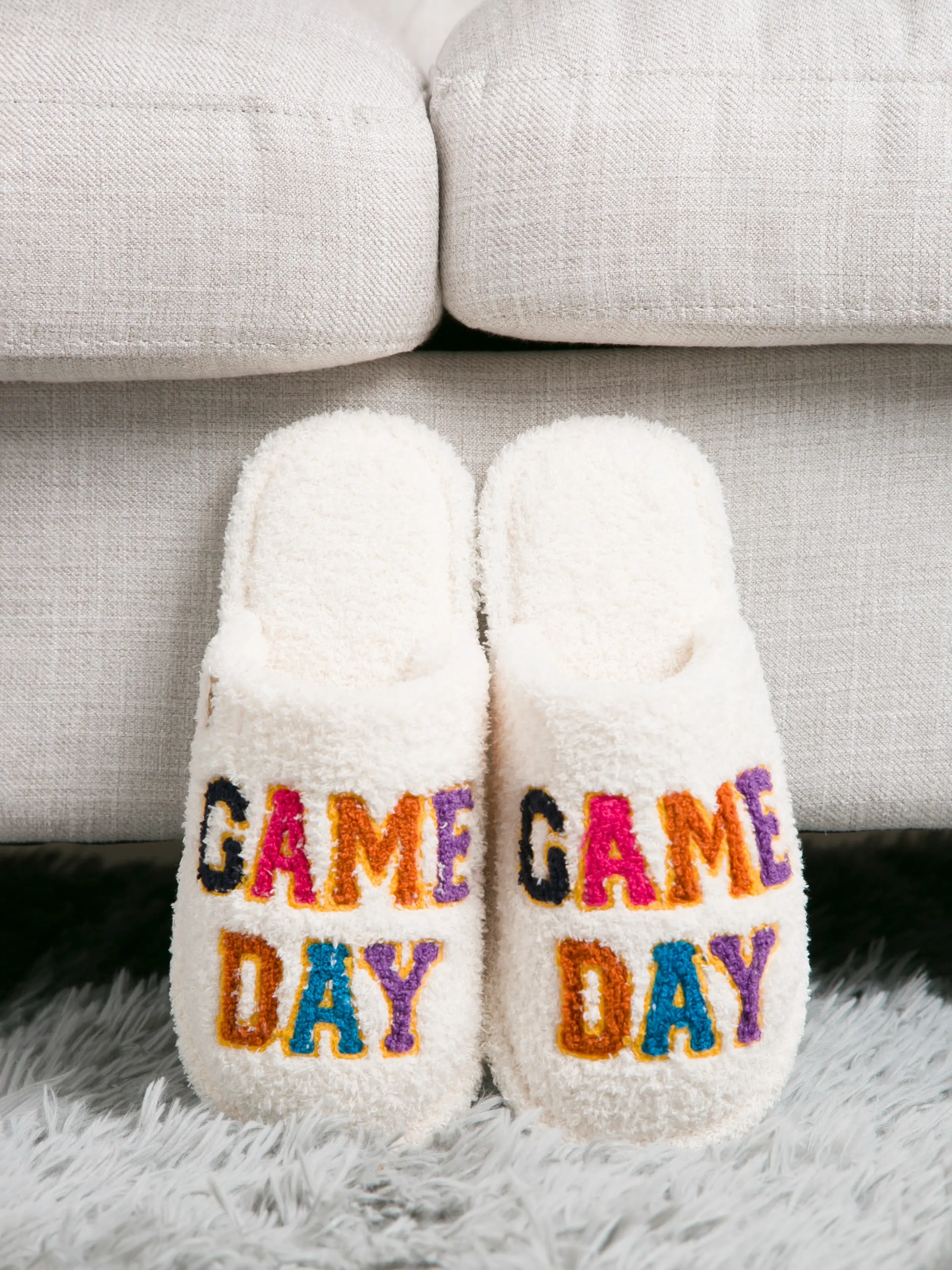 ComfyLuxe Game Day Pattern Embroidered Luxury Soft Slippers
