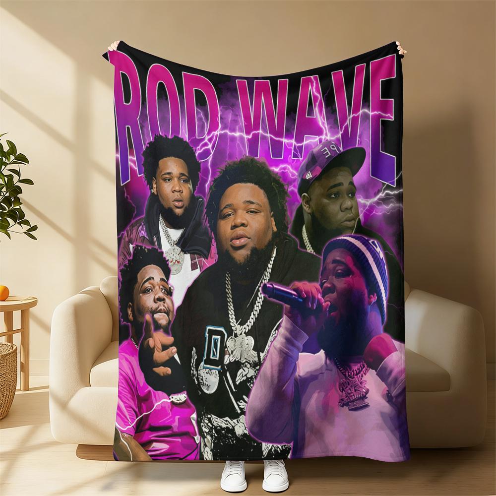 Countdown Sale! Soft Funny Throw Blanket Rod Wave Flannel American Blankets Lightweight Warm Blanket Plush Air Conditioned For Teen Couch Bed Sofa Living Room Chair