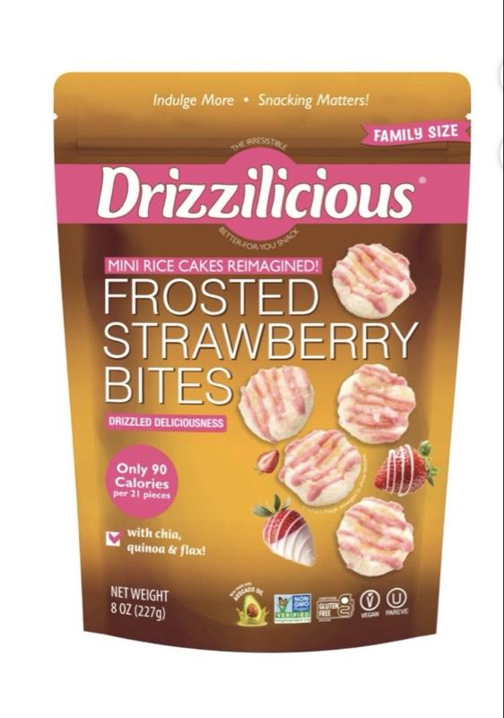 Drizzilicious Frosted Strawberry Mini Rice Cakes 8 oz Family Size Drizzled Deliciousness with Chia Quinoa & Flax