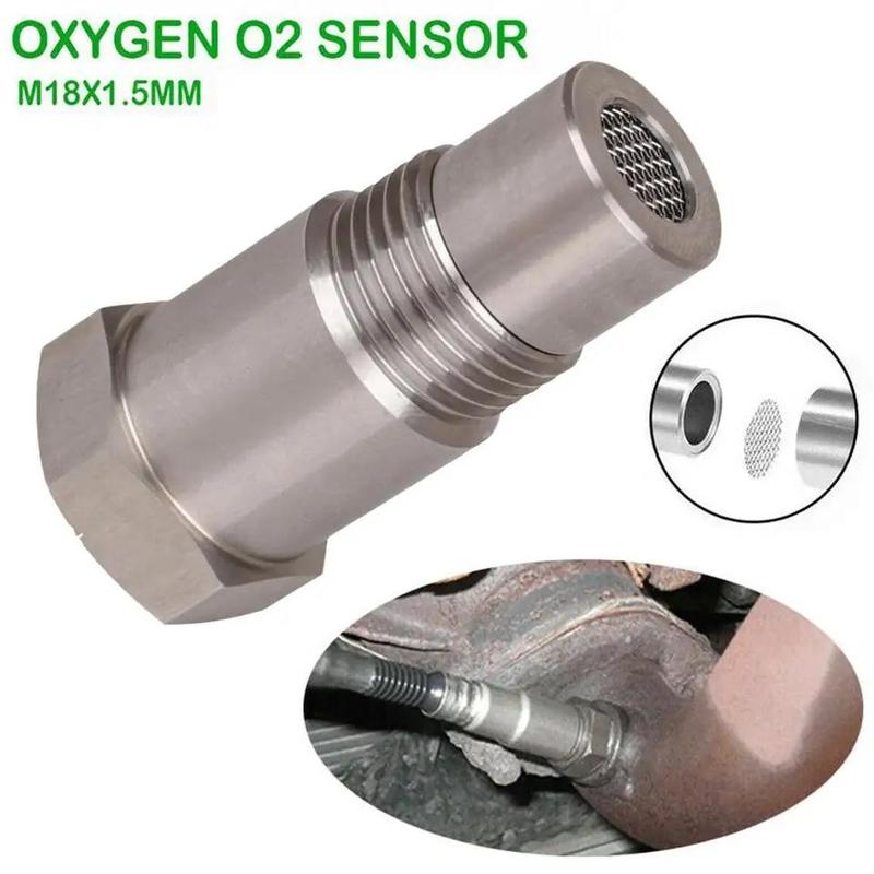 Automotive Oxygen Sensor 1/2/4 Pack Mini Oxygen Catalyst Sensor M18X1.5 For Automobile Silver Stainless Steel Car Accessories 2-Pack