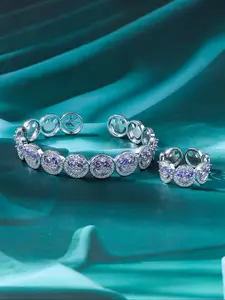 18k Gold-Plated Zircon Heart-Shaped Eye Bangle Ring Set, Copper Chain, Unisex Design, Ideal for Daily Wear & Gifts, Accessories