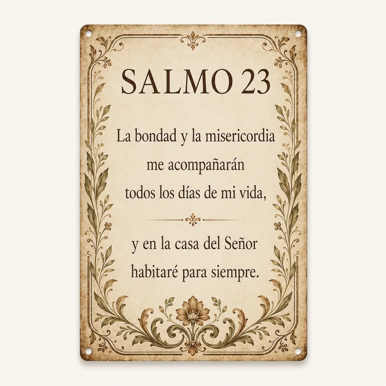 8 x 12 Inch Spanish Psalm 23 Aluminum Metal Sign,  Vintage Floral Christian Wall Decor, Religious Scripture Plaque for Living Room, Bedroom, Prayer Corner, Entryway, Church and Faith-Inspired Gift