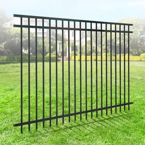 Fencer Wire Heavy Duty Flat Top Fence Barrier Panel, 5FT Height X 8FT Width Anti-Rust Metal Fencing Panel, 2” Diameter Steel Outdoor Decorative Garden Fence Panel for Yard, Pool, Patio, Pack of 1/5/10