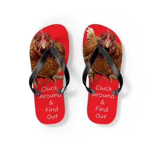 Red Hen Flip Flops, Funny Chicken Flip Flops, Cluck Around and Find Out Flip Flops Summer Sandal