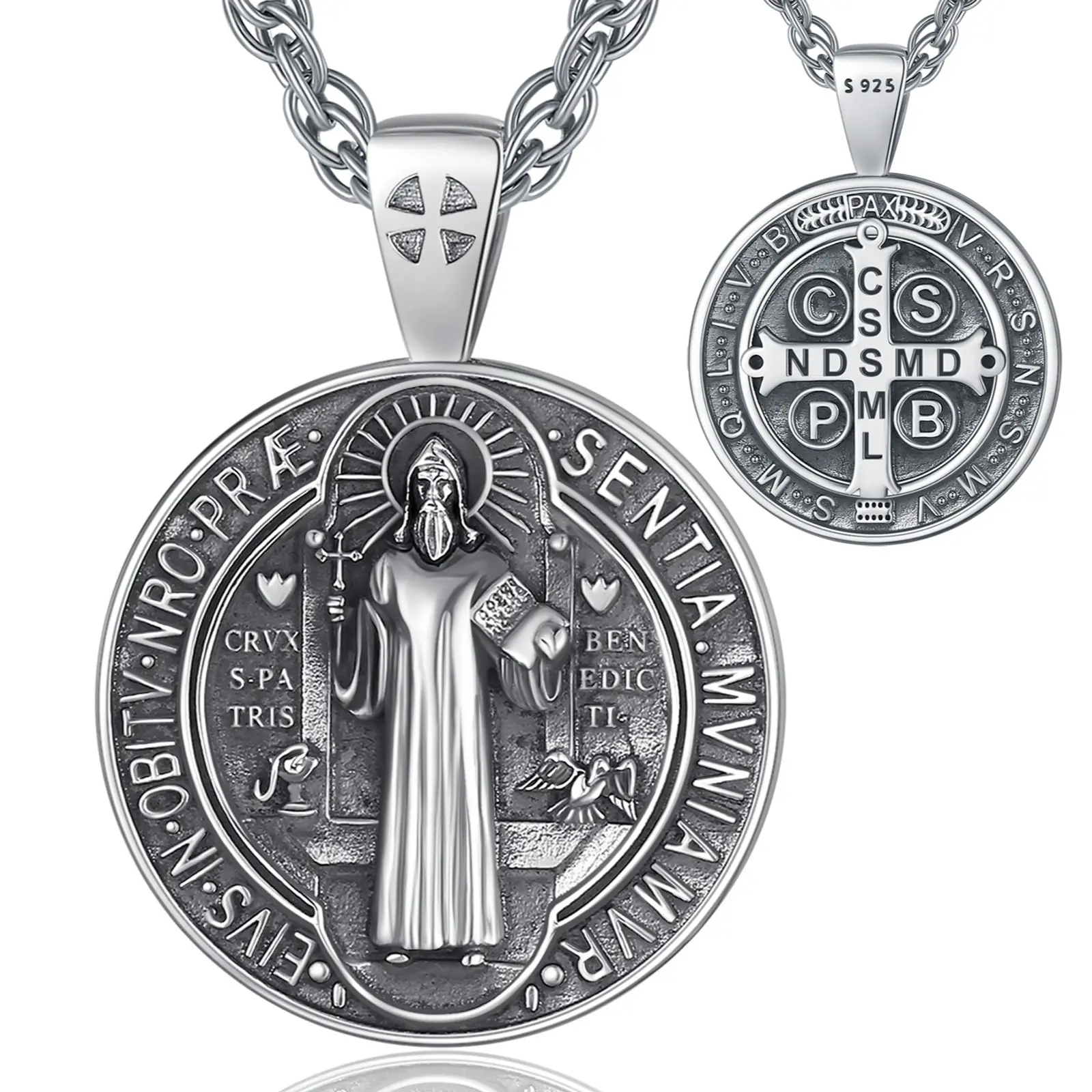 Style 2 Oxidized Round Silver St. Benedict