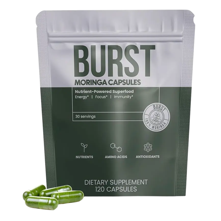 100% Pure Moringa Capsules for Energy, Hormonal Balance & Skin