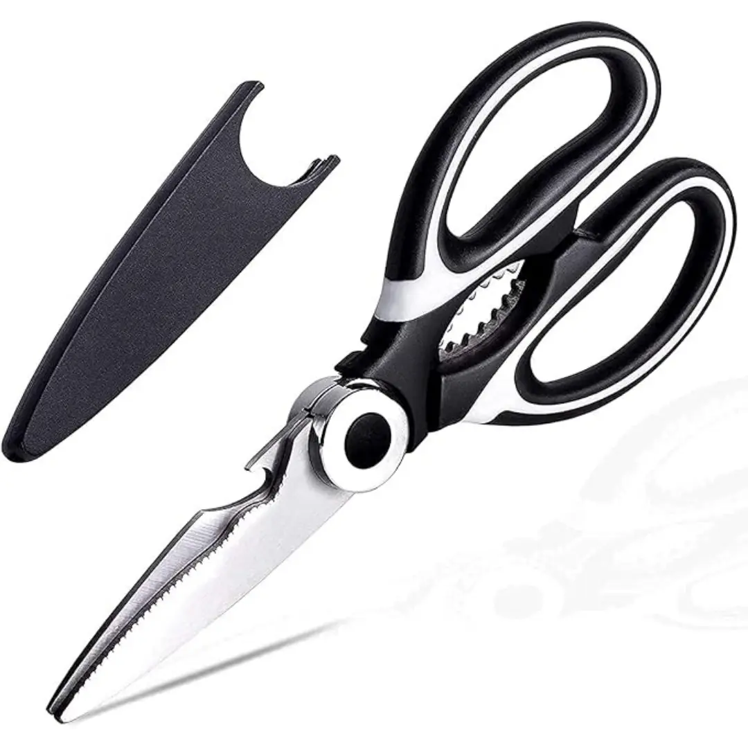 Heavy-Duty Multi-Cutting Kitchen Scissors, Stainless Steel Blades, Thick Ergonomic Non-Slip ABS Handle, Sharp Rustproof Dishwasher-Safe for Home Cooking Chicken, Vegetables