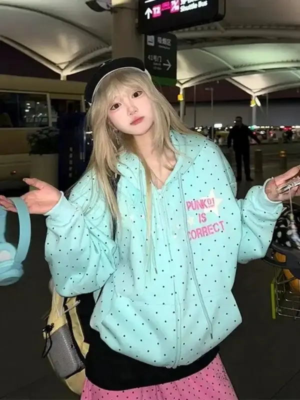 Subculture Sweatshirts Women Harajuku Jacket Long Sleeve Casual Print Coats Korean Fashion Japanese Oversized Y2k Hoodies Tops