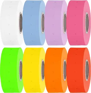 Perco 1 Line Price Gun Labels - 8,000 ct, 8 Rolls per Sleeve - Multicolored, Fluorescent Green, and White Options - Compatible with Perco Lite, X, Plus and Pro Guns - Made in USA