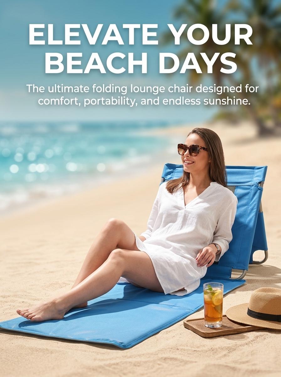 68.5*21.3" Blue Outdoor Lounge Chair, Iron Tube, Oxford Fabric, with Cooler Bag, Mesh Splicing, Foldable,Adjustable armrest leisure bench, portable beach bench, suitable for outdoor use, patios, poolside and lawns Durable Fabric Chair chaise wicker design