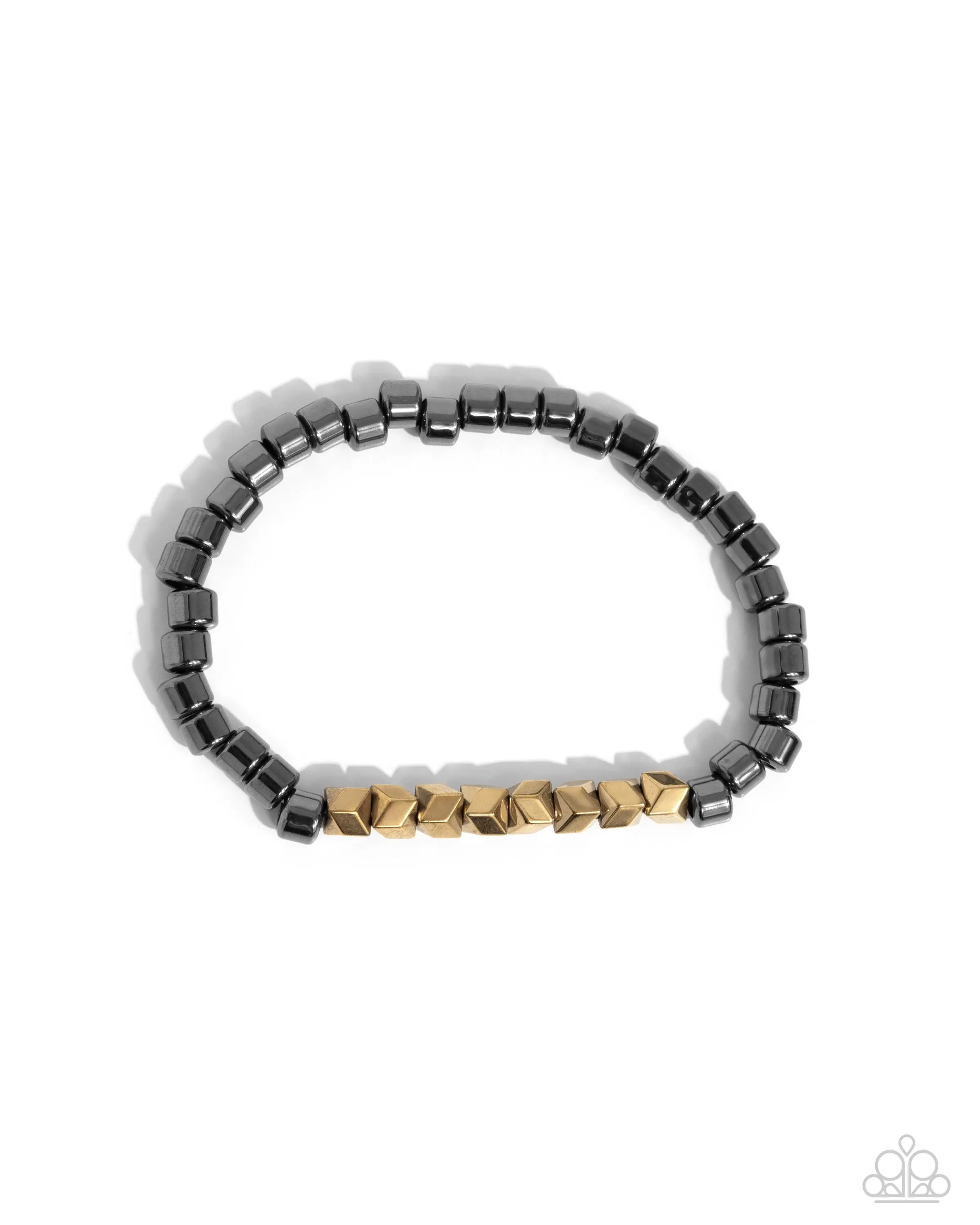 Cubed Cache - Black and Gold Urban Bracelet - Paparazzi