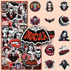 50 Sheets of Vampire Creative Micro-Horror Gothic Cool Design Decorative Stickers for Scrapbooking, Phone Cases, Deco, and Desktops