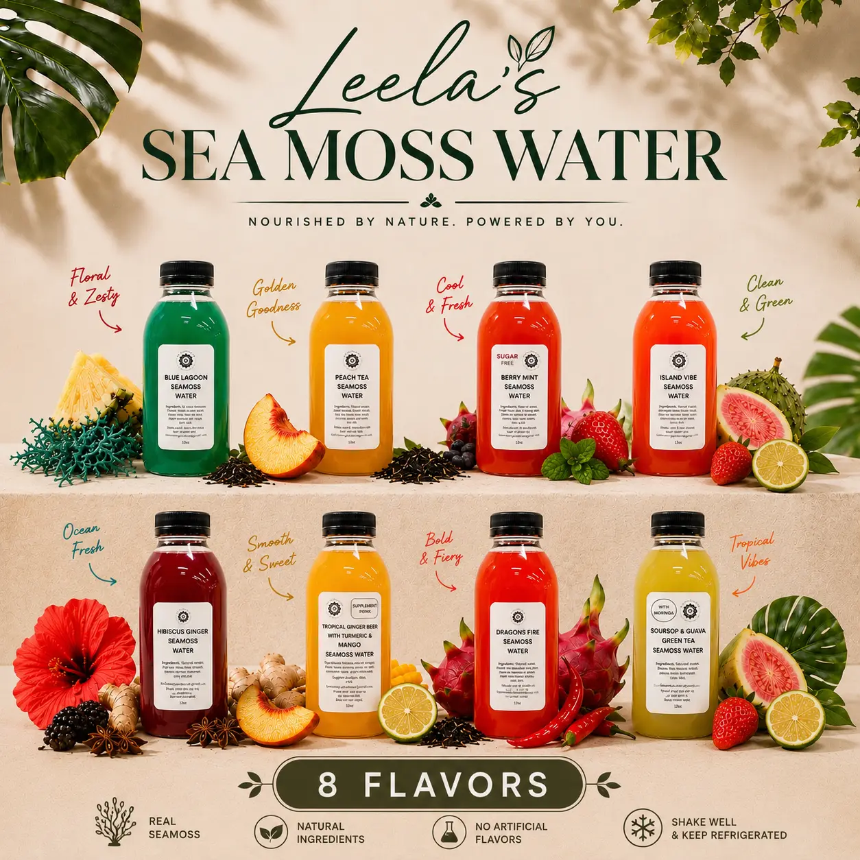 Leela's Sea Moss Water 2 pack each 12oz