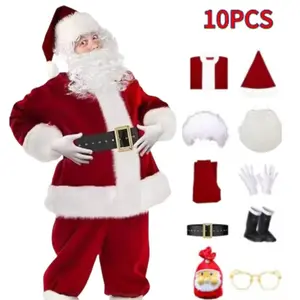 Santa Claus Gold Velvet Set Christmas Warm Clothing Men's Christmas Clothing Adult Character Cosplay Costume