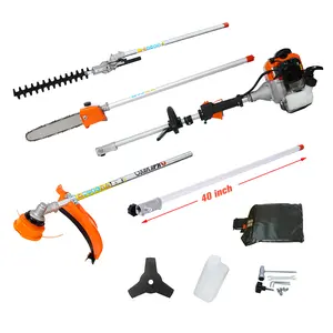 Donext Weed Eater Gas Powered 5-in-1 56CC 2-Cycle Garden Tool System with Gas Pole Saw Hedge Trimmer & Brush Cutter EPA Compliant Lawn Mower Blades Parts