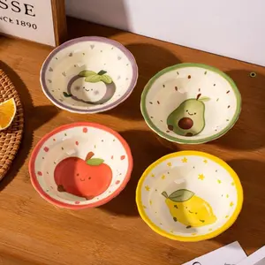 4 Pcs Cute Fruit Sauce Ceramic Dishes Household Seasoning Dish Snack Plates Fruit Sushi Bowl Cartoon Kitchen Tableware