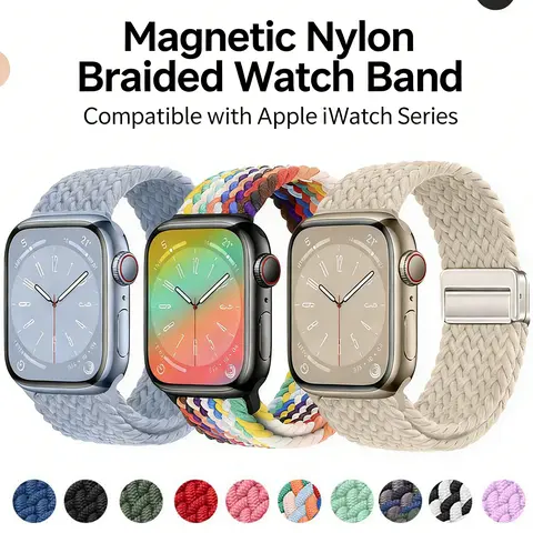 3 Pack Camouflage Magnetic Nylon Bands Compatible with Apple Watch Series 1-11, SE & Ultra, Stretch Braided Loop Straps with Cooling Breathable Comfort, Snap-On Magnetic Closure, Casual Outdoor Sport Wristbands