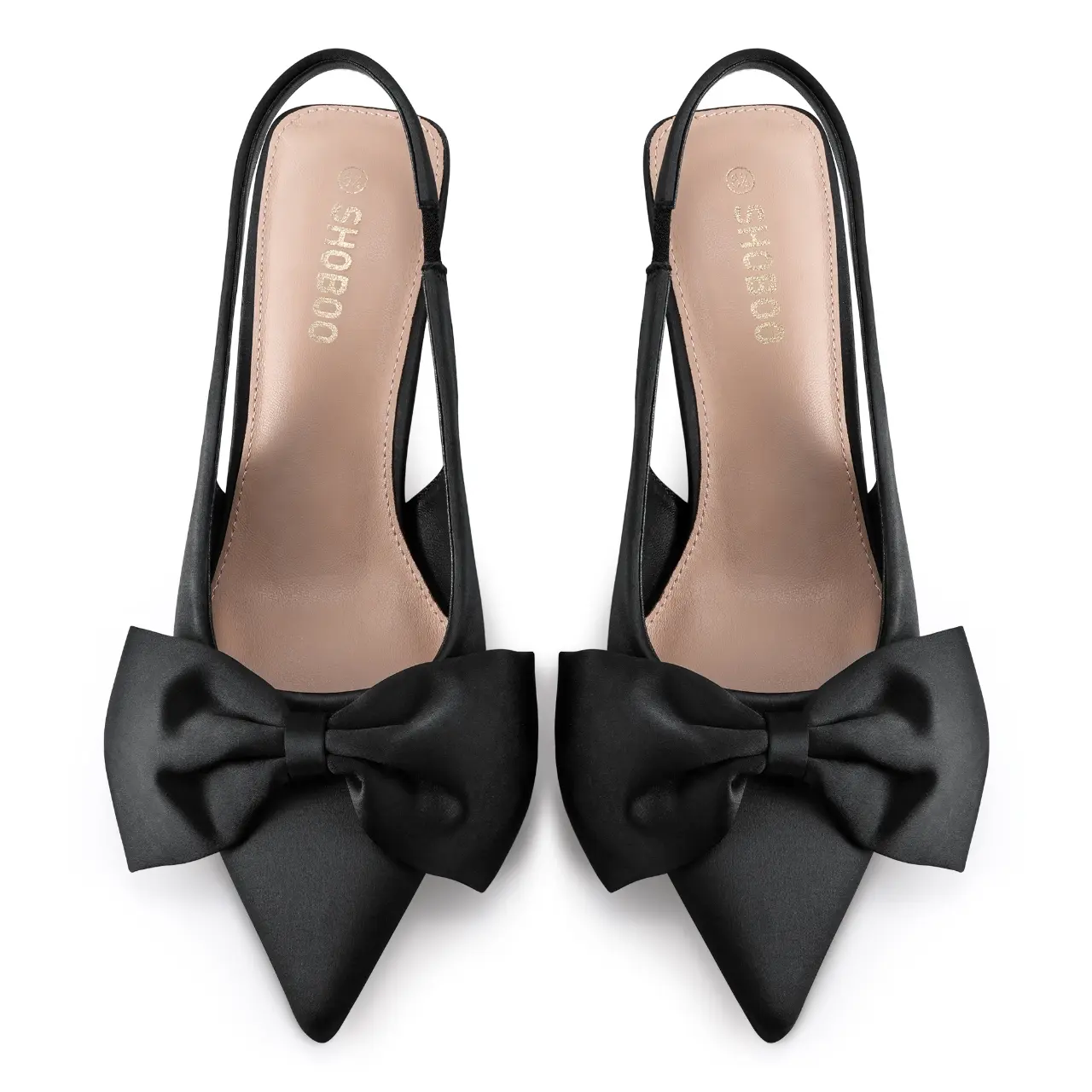 SHOBOO Women's Bow Slingback Heels Pointed Toe Kitten Pumps 2.4-inch Low Heel Durable Traction Latex-Padded Insole Business Style