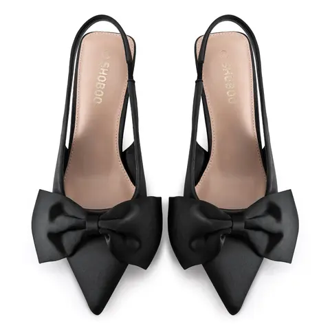 SHOBOO Women's Bow Slingback Heels Pointed Toe Kitten Pumps 2.4-inch Low Heel Durable Traction Latex-Padded Insole Business Style