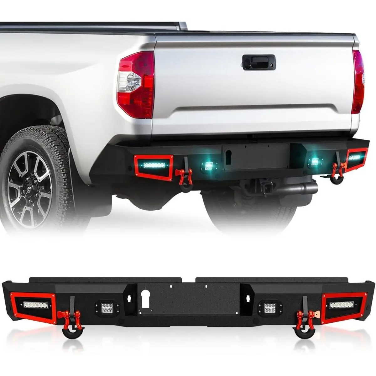 【Yzona】Steel Rear Bumper with Paintable Armor, Automotive Exterior Accessory, Compatible with 2014-2021 Toyota Tundra Car Parts