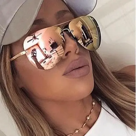 Women's "DA MUSE" Rose Gold Mirror Tinted Lens Aviator Sunglasses - Metal Frame, UV Blocking Protection, Lightweight, Street Style, Trendy Casual, Stylish Accessory, Tinted Lenses Soften Harsh Sunlight, Street Style Sunglasses