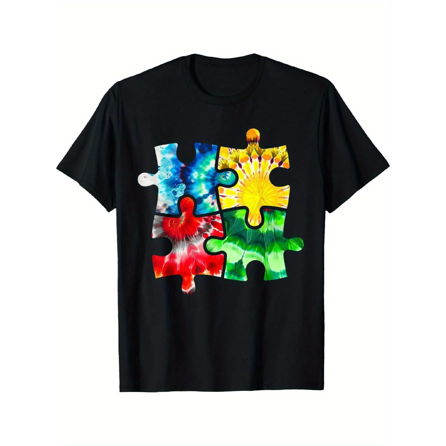 Tie Dye Puzzle Pieces Autism Awareness Men Men S T-Shirt - TikTok Shop