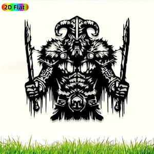 1pc Avant-Garde Viking Warrior Metal Wall Art, Avant-Garde Viking Warrior Statue Mural, Iron Craft, Perfect for Living Room, Garage, Patio Wall Decor, Highquality Engraving, Intricate Craftsmanship, Halloween Decor, Ideal Gift for Trend Seekers