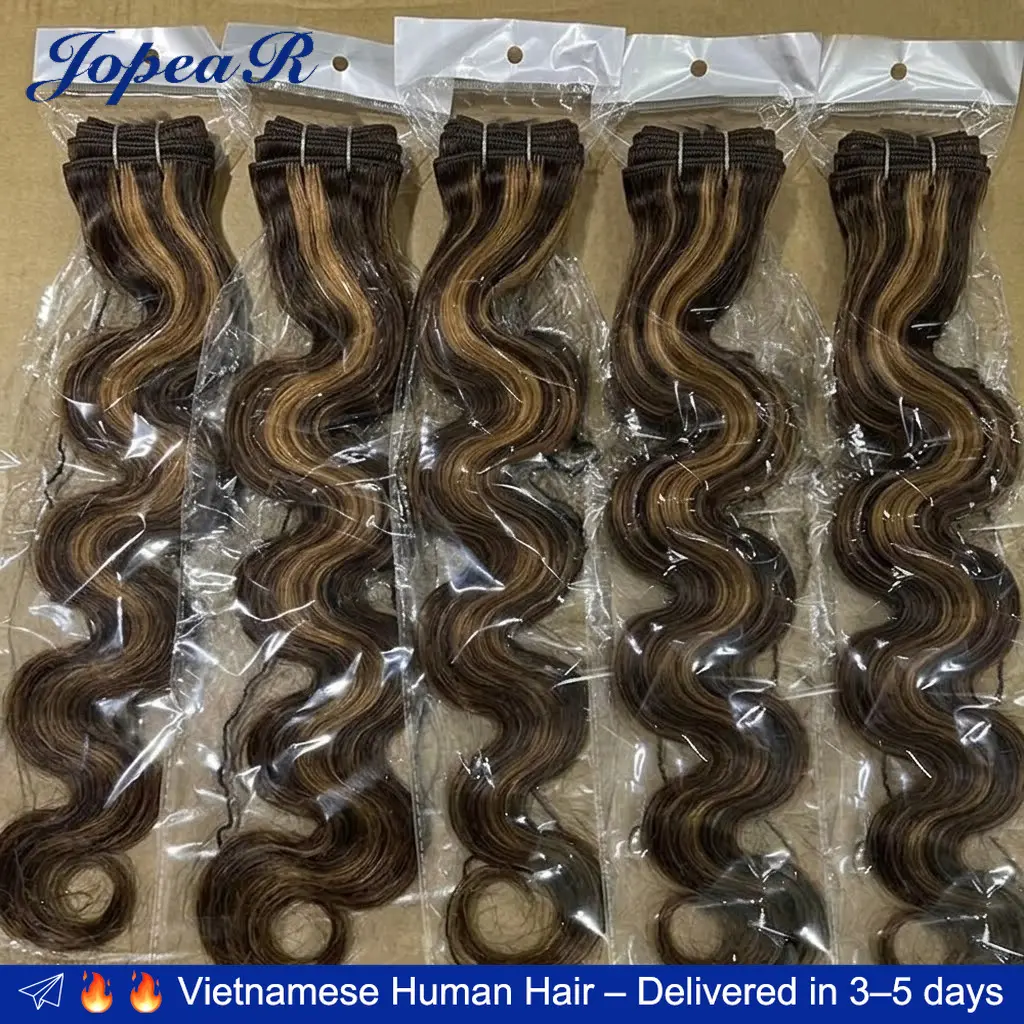 JOPEAR 16A Vietnamese Highlight Ombre Bundles Human Hair 100% Unprocessed Brazilian Colored Body Wave Raw Hair Bundles Weave Wet And Wavy Extensions Deals