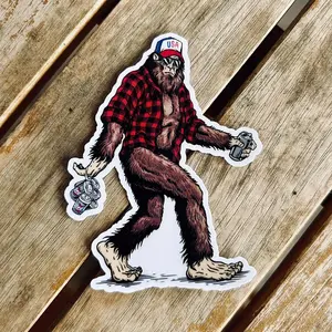 Bigfoot Carrying a 6-Pack of Beer Vinyl Sticker