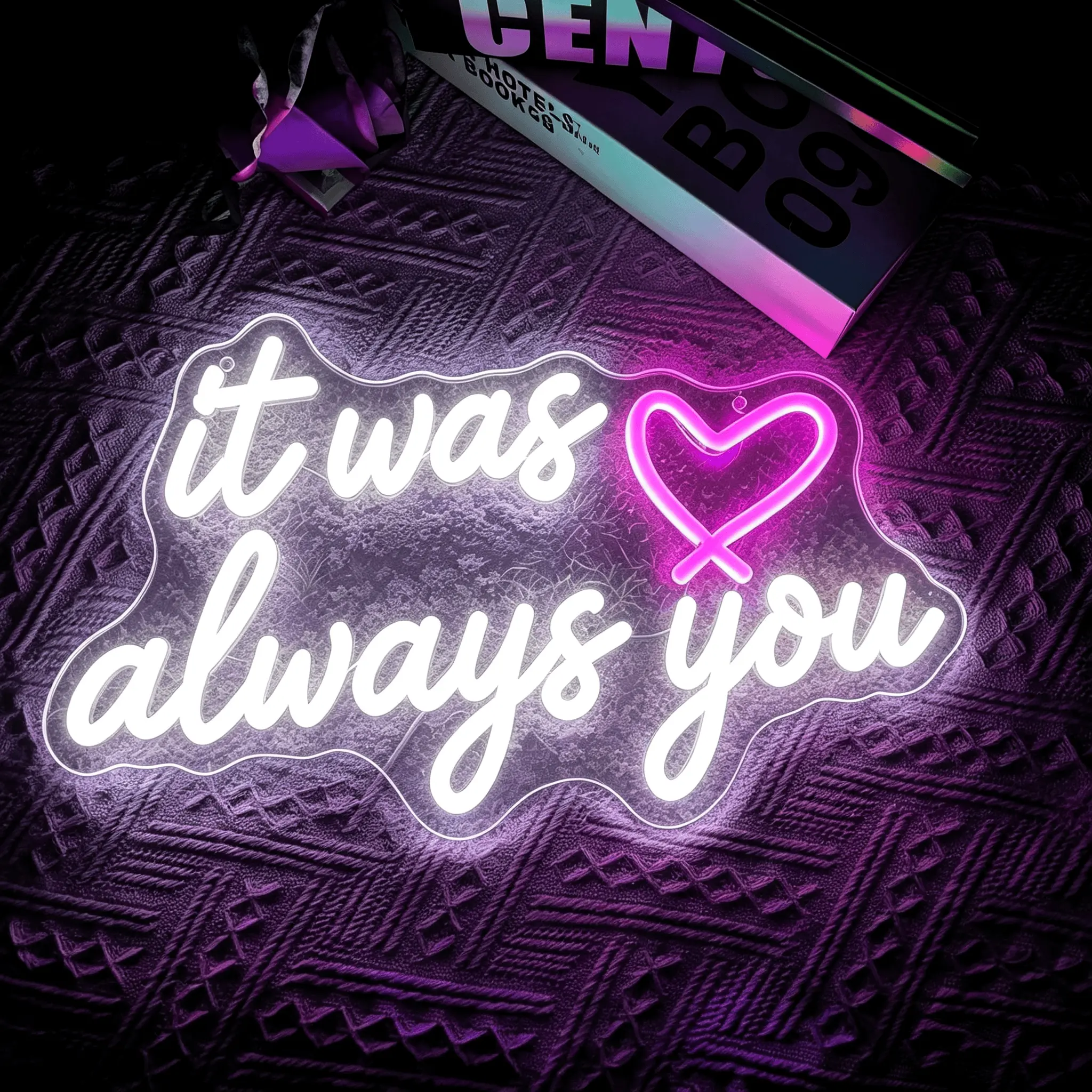 "It Was Always You" LED Neon Sign - Warm White-Blush Pink Heart, Dimmable USB-Powered LED Atmosphere Lamp, Contemporary Romantic Wall Decor for Wedding, Love-Themed Gift to Light Up Your Space with Festive Glow