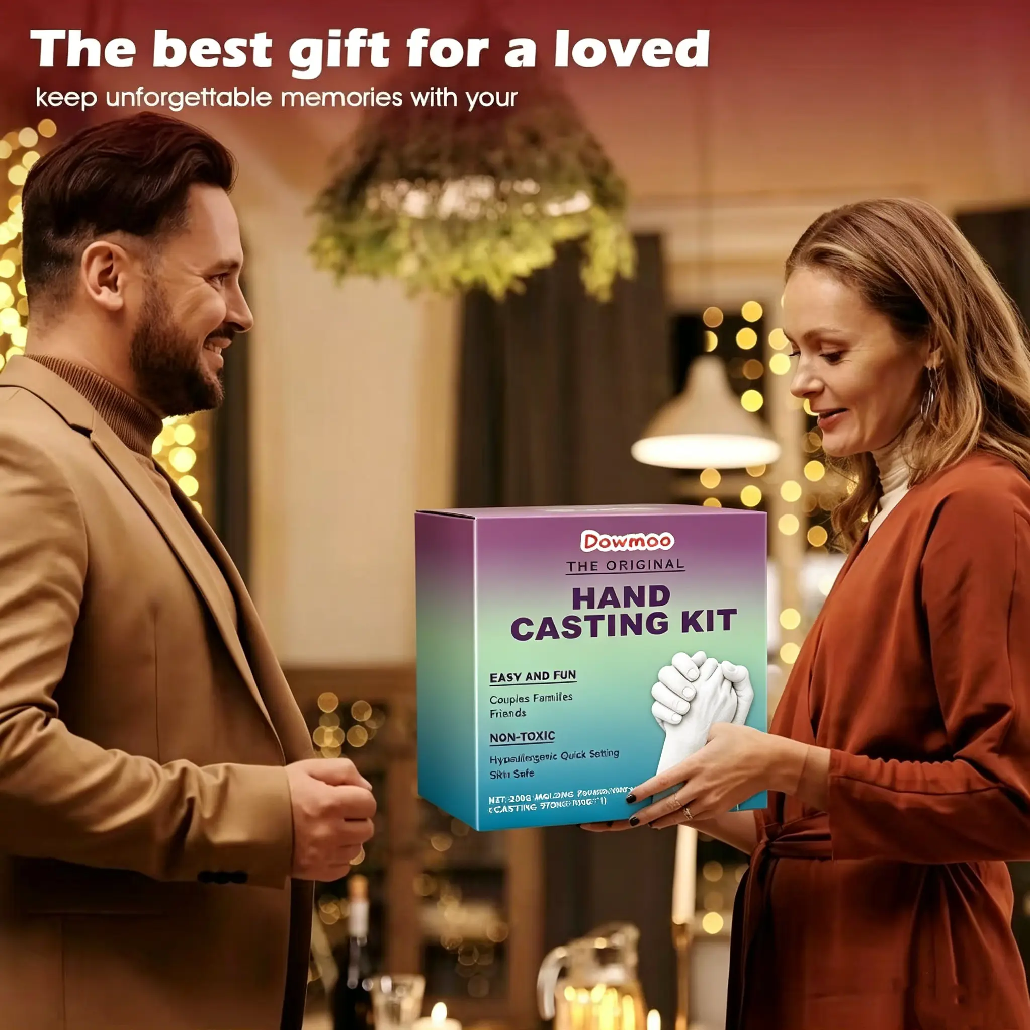 Couple Hand Casting DIY Craft Kit - Quick-Setting Non-Toxic Safe Hand Mold Powder, Unisex Collectible, Unique Creative Romantic Gift for Adults' Anniversary, Wedding, Collectibles