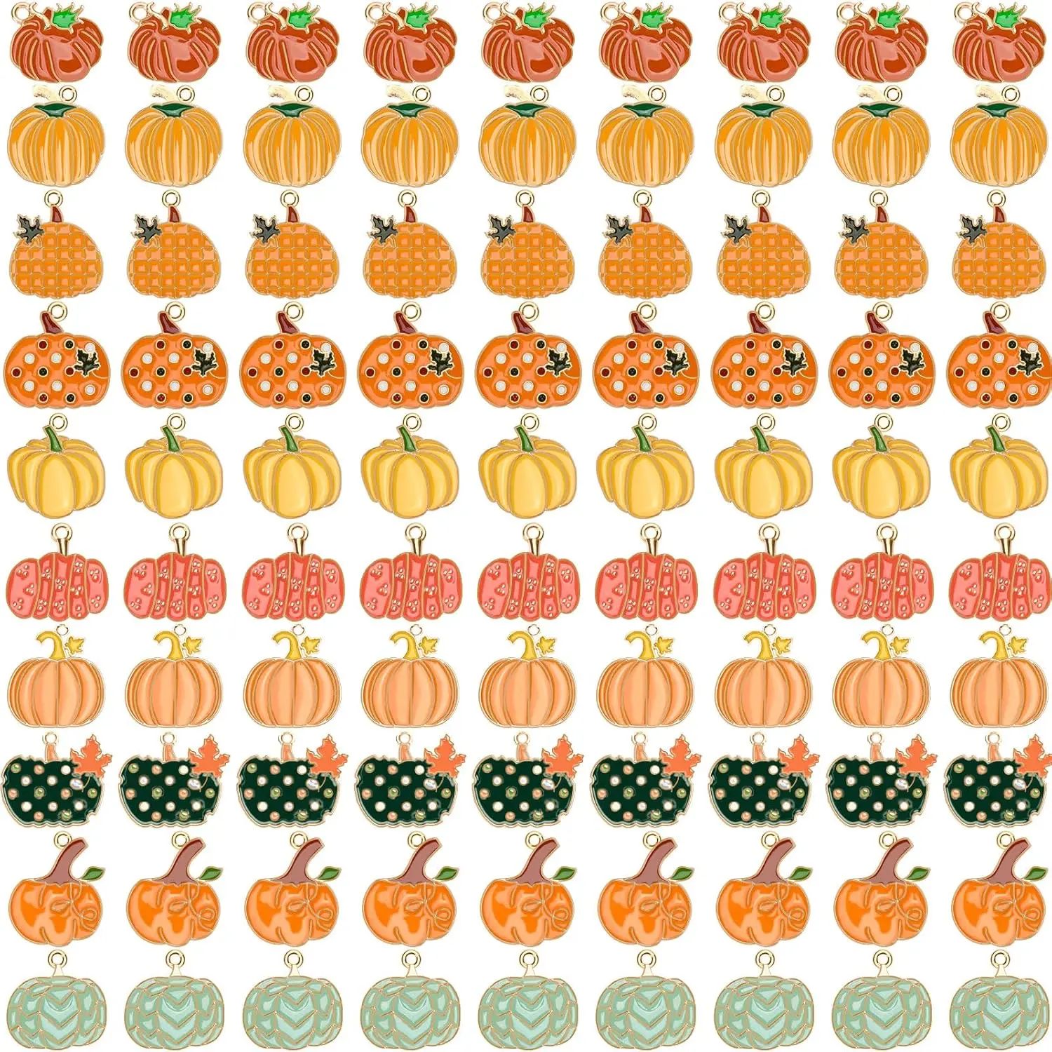 90 Pcs Pumpkin Charms for Jewelry Making, Thanksgiving Fall Pumpkin | Enamel Charm Autumn Pumpkin Pendants, for Bracelets Necklaces Earrings Making and Crafting