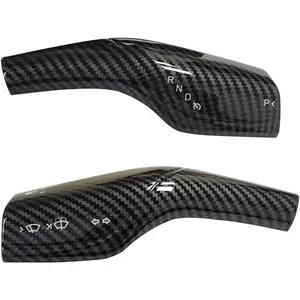 Compatible with Tesla Model 3 Model Y Column Gear Shift Cover Lever Steering Wheel Interior Protection Accessories (Carbon Fiber Pattern)