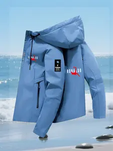 Men's Hooded Outdoor Jacket, Ronaldo Print, Multi-Color Sports Function, Hiking and Daily Wear, Breathable Durable Coat