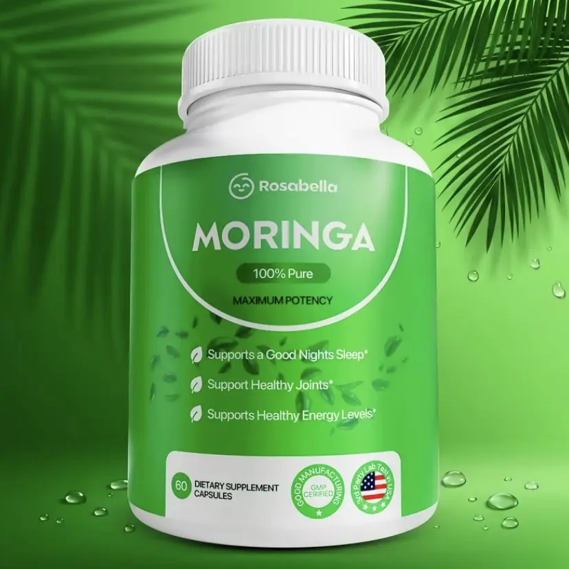 Rosabella Moringa+ Capsules - Pure Moringa Powder, Energy, Skin, Immune & Gut Health Superfood, Rich in Antioxidants, Essential Vitamins & Amino...